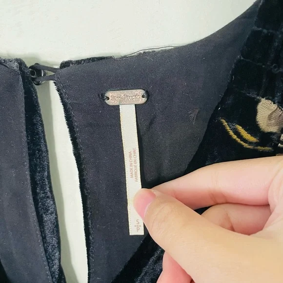 Free People Velvet Mystic Charm Babydoll Mini Long Sleeve Tunic Dress Size S - Picture 11 of 11